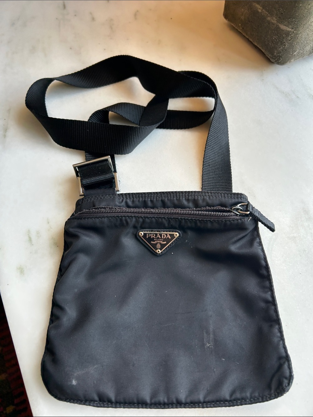 Prada Black Nylon Messenger Crossbody Bag
